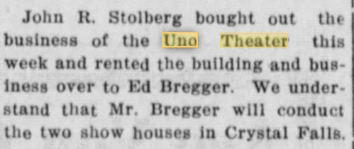 Uno Theatre - May 25 1918 Changes Hands (newer photo)
